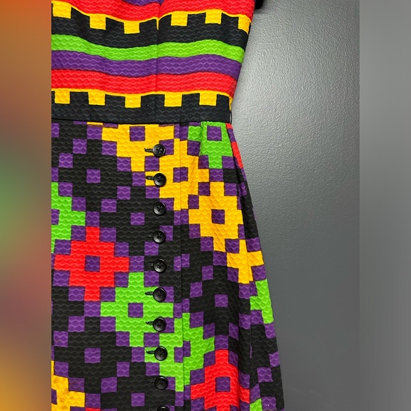 Lanvin Vintage 1970’s Geometric Print Dress size 12 - Picture 4 of 5